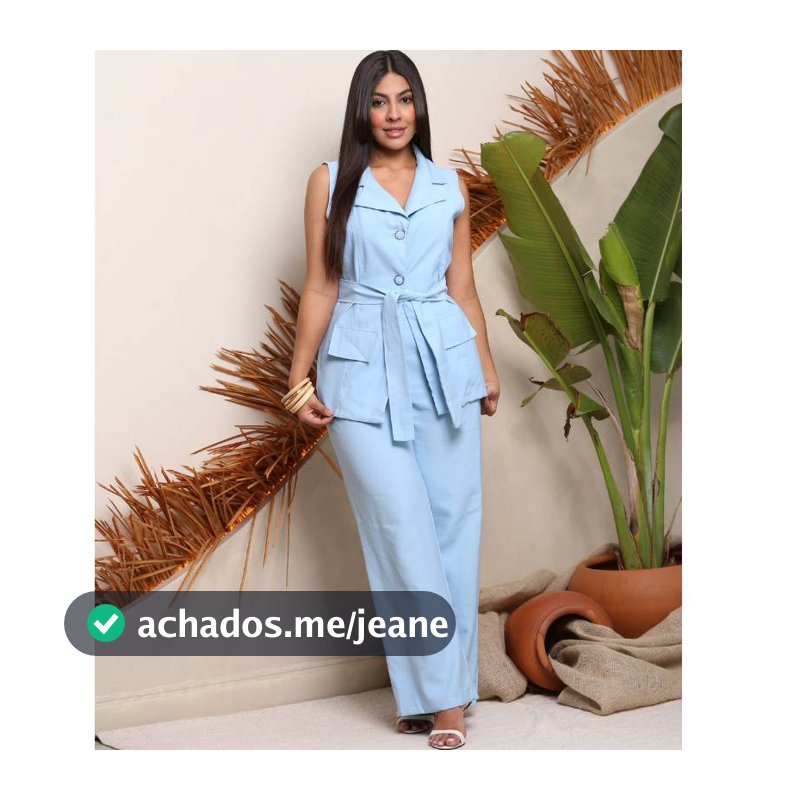 Conjunto Feminino Sensorial-Marrant Colete e Calça pantalona, Wide Leg Social com laço na cintura