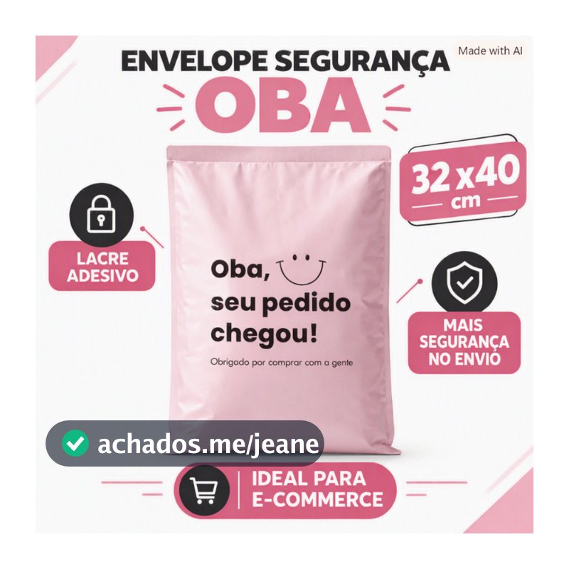 Envelopes Segurança 32X40 Rosa Oba Embalagem Plástica Resistente Pacote Proteção Produtos Loja