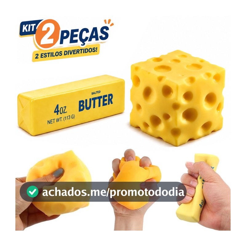 Squishies Manteiga e Queijo Brinquedos Sensoriais Antiestresse Macios para Apertar Fidget Toy