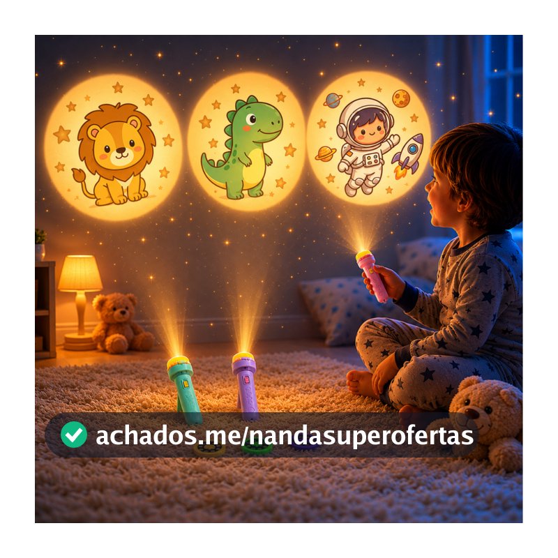 Projetor Infantil 24 Imagens Criativas 2 em 1 Brinquedo Presente Dia das Crianças Natal Lanterna