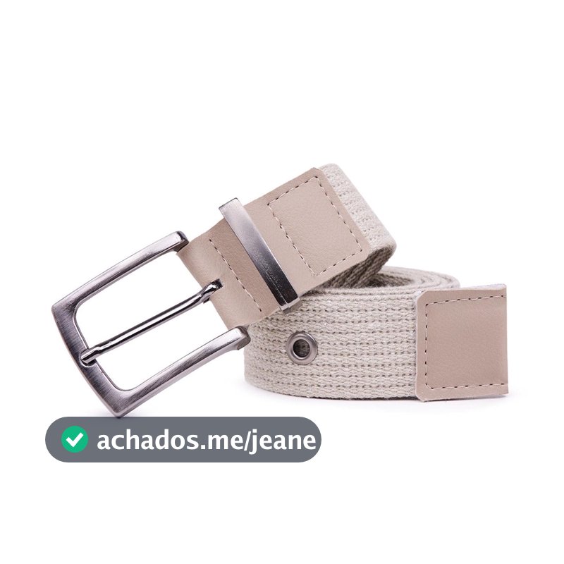 Cinto Masculino Premium Gorgurão Lona Detalhe em Couro Casual Esporte Fino Liso Fivela