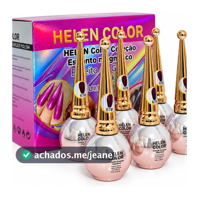 Kit 6 Esmaltes em Gel Helen Color Encanto Magnético 15ml – Cores 4 5 7 10 11 12