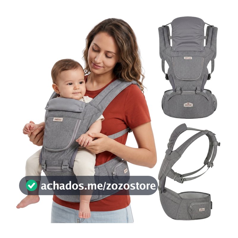Bolsa Canguru Bebê Exclusive Protetor de Sol e Chuva Assento 3 Modos de Uso Apoio Lombar Aiebao