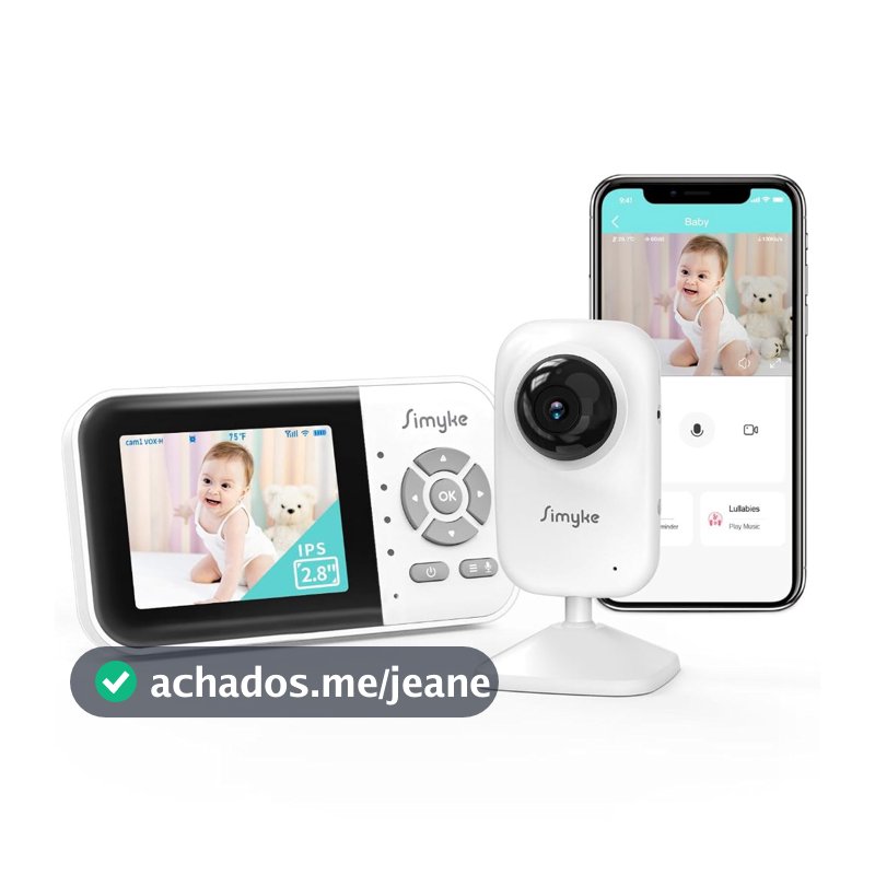 Babá Eletrônica com Monitor, Visão Noturna, Áudio Bidirecional, Modo VOX e Sensor de Temperatura
