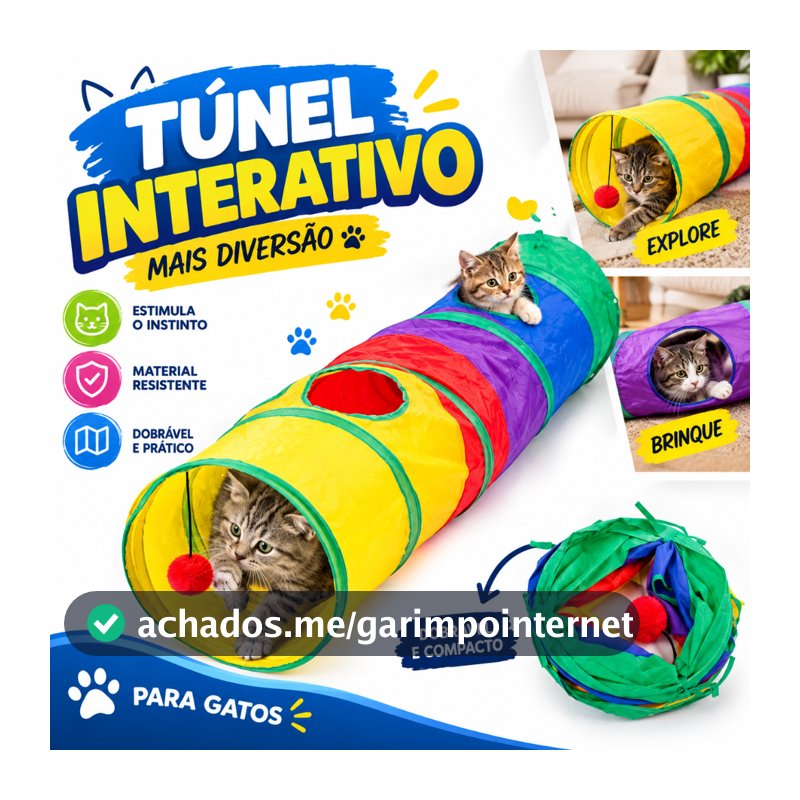 Brinquedo Para Pets Túnel Labirinto Para Gatos Colorido