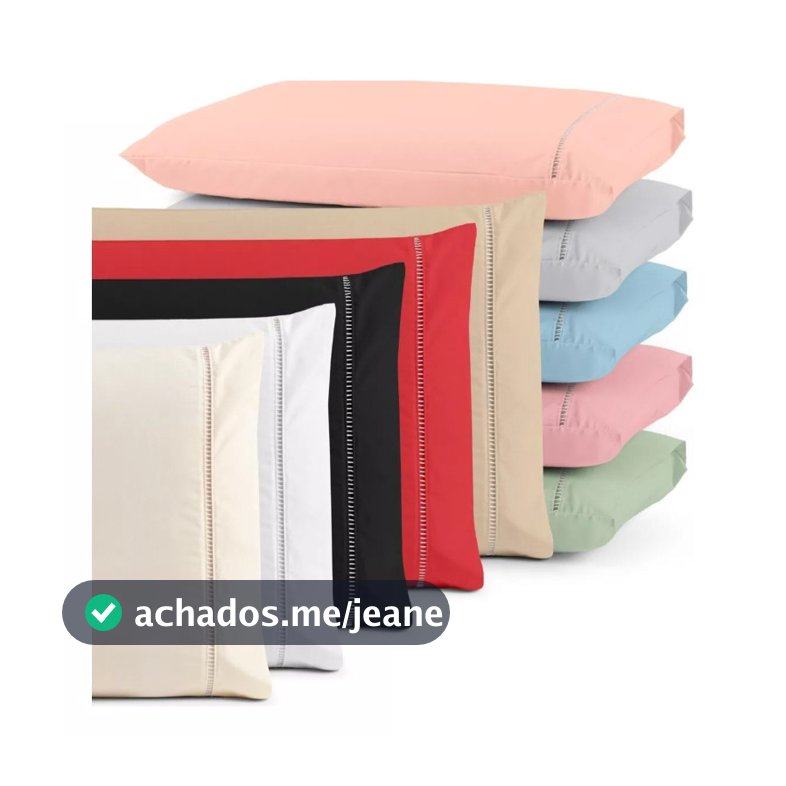 Kit 6 Fronhas 400 Fios Capa Para Travesseiro Detalhe Ponto Palito