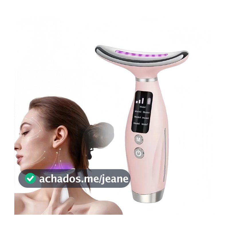 Massageador De Pele Firmeza Pescoço Led de 7 Modos Massageador Portátil Beleza para Rosto e Pescoço REAL