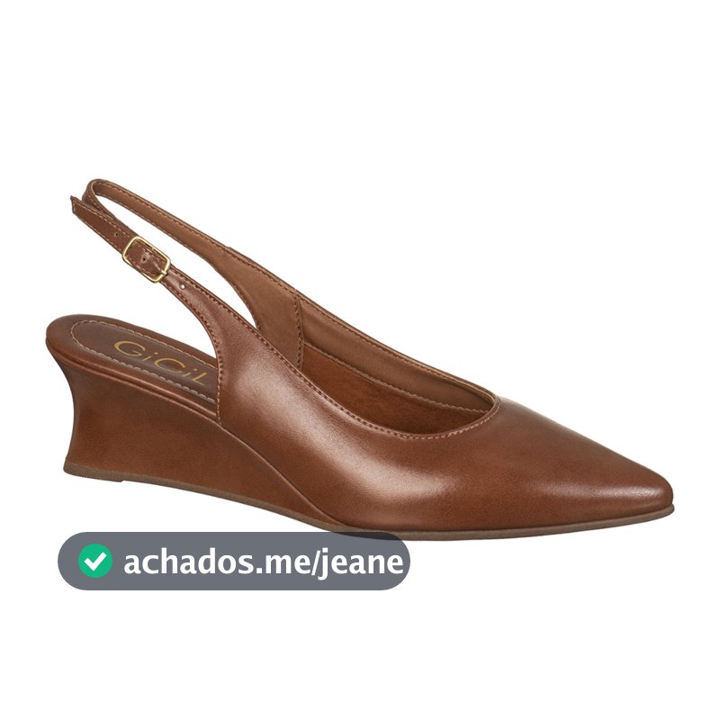 Scarpin Feminino Slingback Anabela Bico Fino Fivela Lateral Salto Cunha Baixo Elegante Loren GiGiL