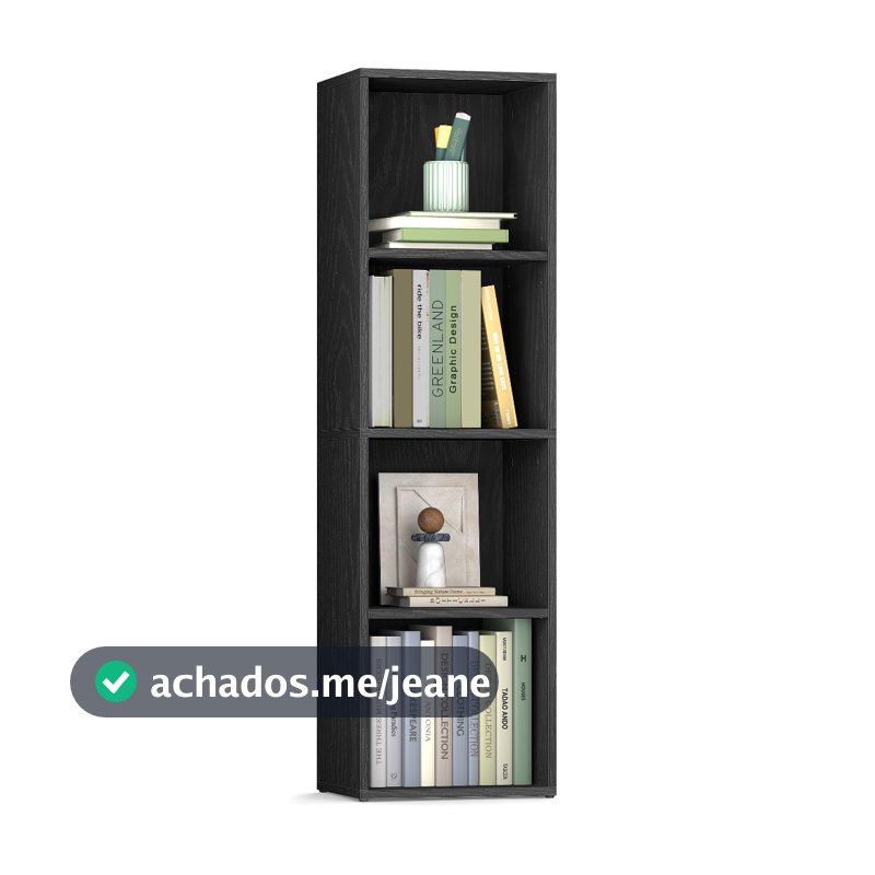 SONGMICS Estante de Livros Modular, Prateleira Expositora com 4 Níveis, Compartimentos Abertos, Escritório, Sala, Preto