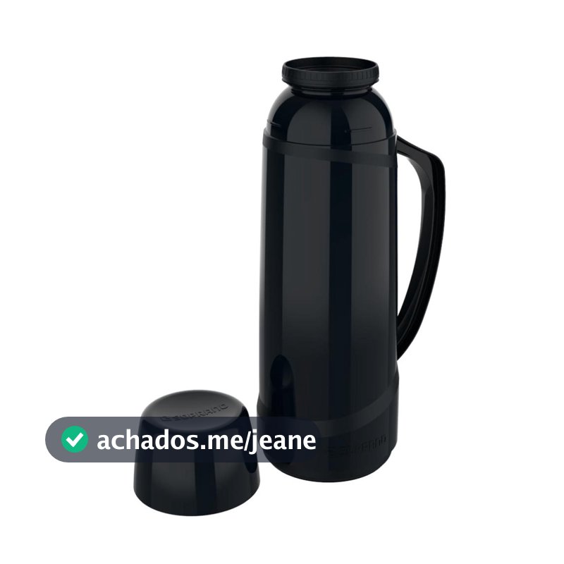 Garrafa Térmica 1L Cristal Soprano Preta