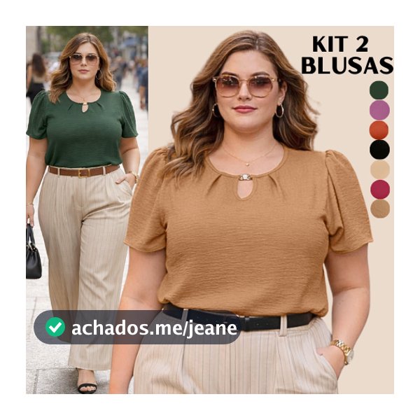 KIT 2 BLUSAS PLUS SIZE FEMININA CONFORTÁVEL SOLTINHA BLUSA FEMININO MODA SOCIAL DIA A DIA BLUSINHAS FEMININAS