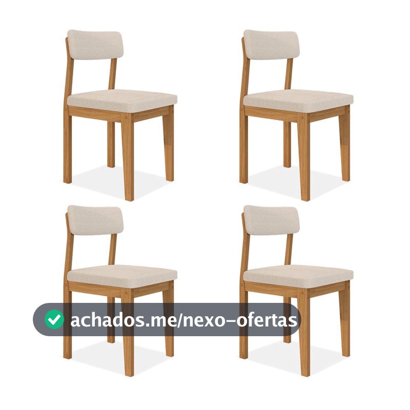 Conjunto Com 4 Cadeiras Estofadas Utah Cinamomo/bouclé Off - M.a