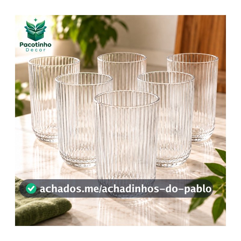 Jogo Copos Canelado e Taças Versalhes Clear Jogo Com 6 ou 12 Peças
