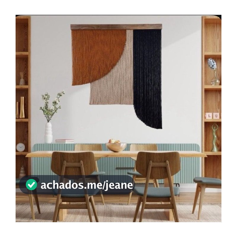 Tapeçaria Boho Chic Artesanal em Barbante | Painel de Parede com Formas Orgânicas – 100x100cm