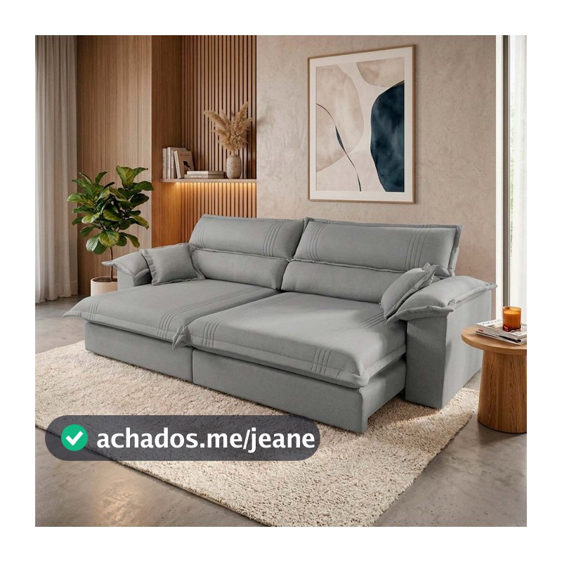 Sofá Retrátil Reclinável 2,30m Nivus Cinza c/ Molas Ensacadas - King House