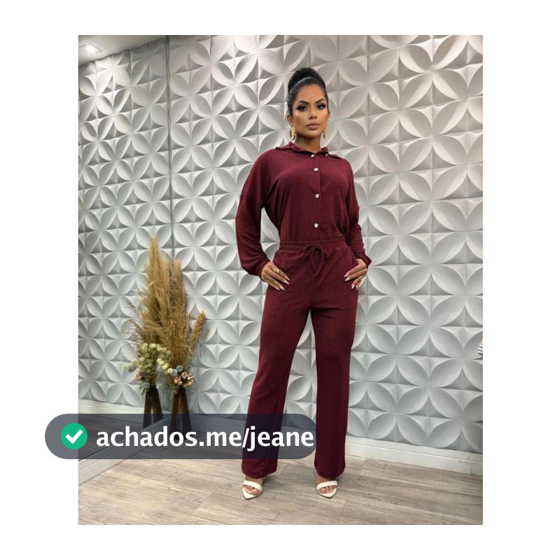 Conjunto Poliana Social Feminino Inverno Calça e Camisa Manga Longa de Botão