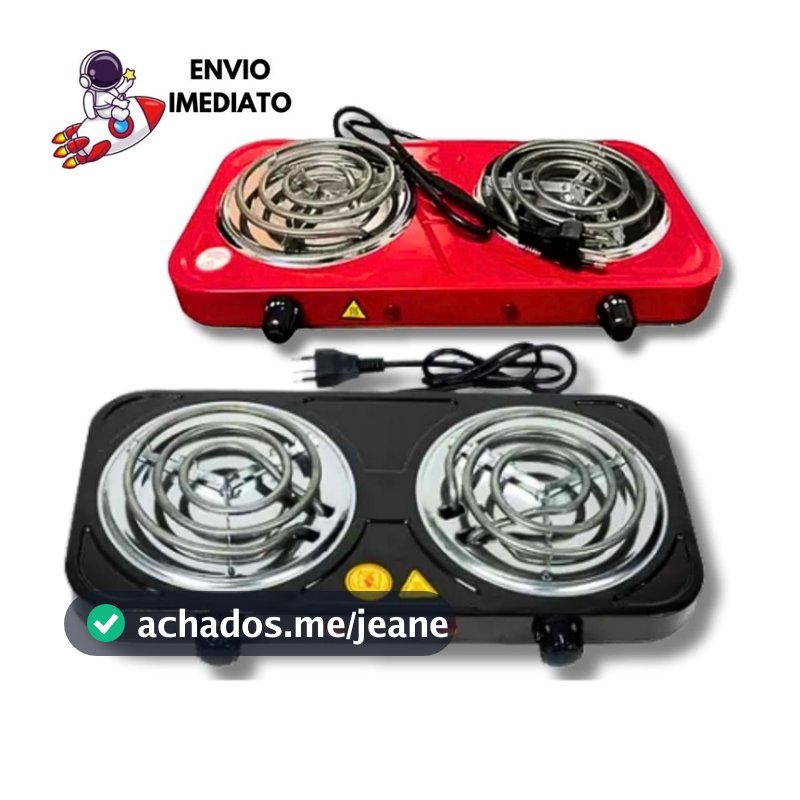 Fogão Fogareiro Elétrico Portátil Cooktop Camping 2 Bocas 2000W 110V/220V