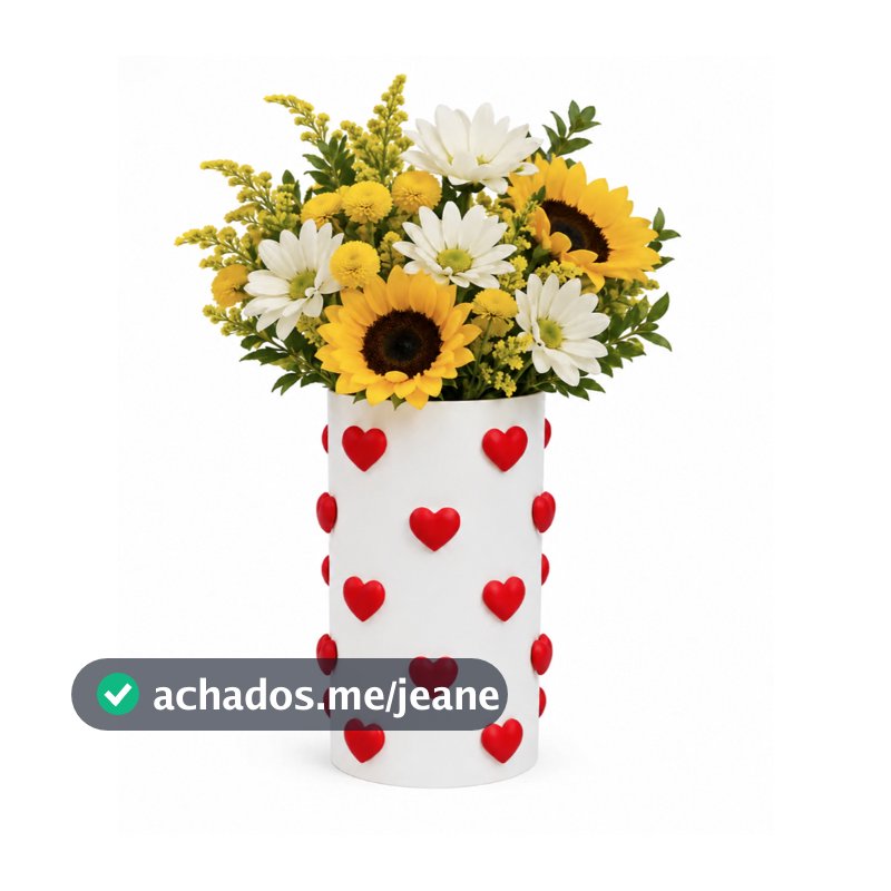 Vaso Decorativo Branco com Corações 3D | Moderna para Flores Naturais ou Permanentes Sala e Mesa