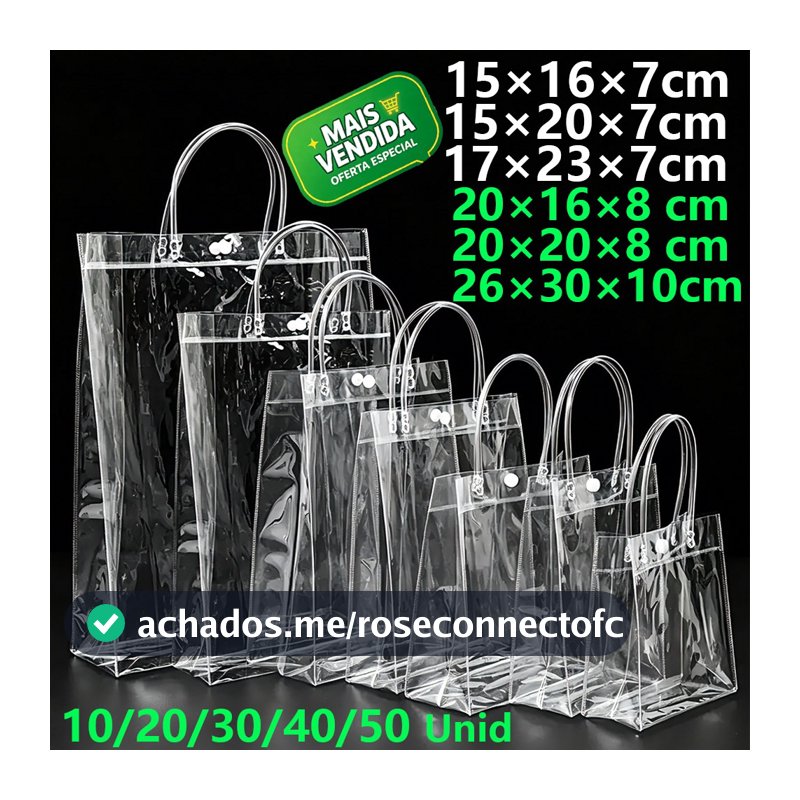 Sacola PVC transparente com alça Presentes 40/50 PCS Bolsa De Lembrança De Aniversário infantil natal Dia dos Namorados