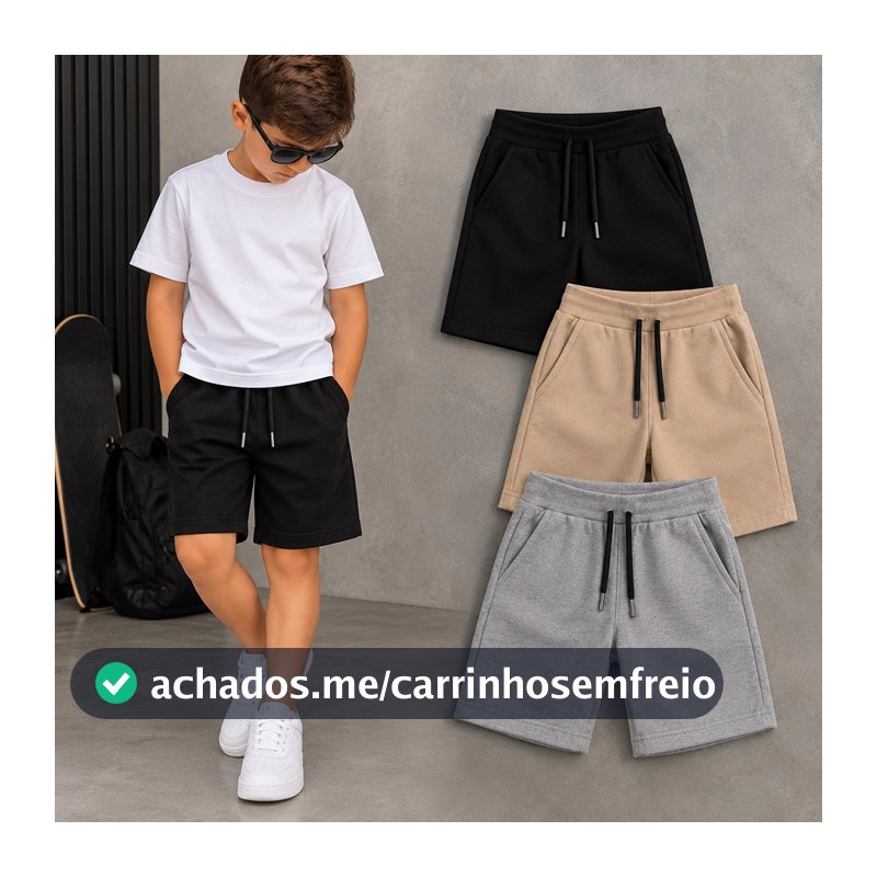 Shorts Infantil Masculino Kit 3 peças Juvenil Bermuda Infantil Masculino Kit 3 short Menino Bermudas juvenil 02 ao 16