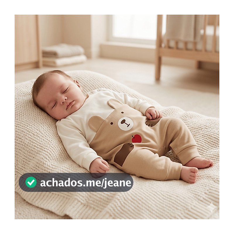 Macacão Bebê Ursinho 0 a 3 Meses Macio Confortável Roupa de Bebê Menino Nude Clean baby Menino