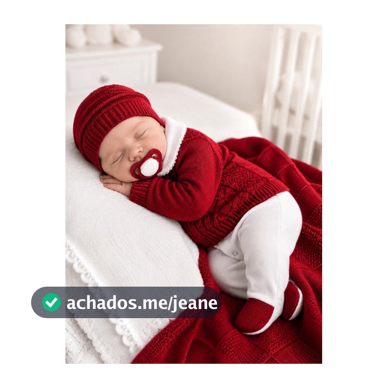 Saída de maternidade vermelha em tricô red Vitor