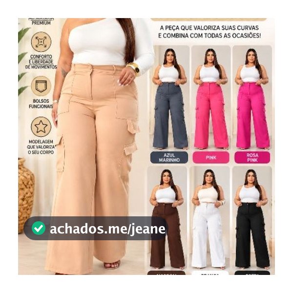 Calça panmtalona Cargo Feminina Tecido Alfaiataria