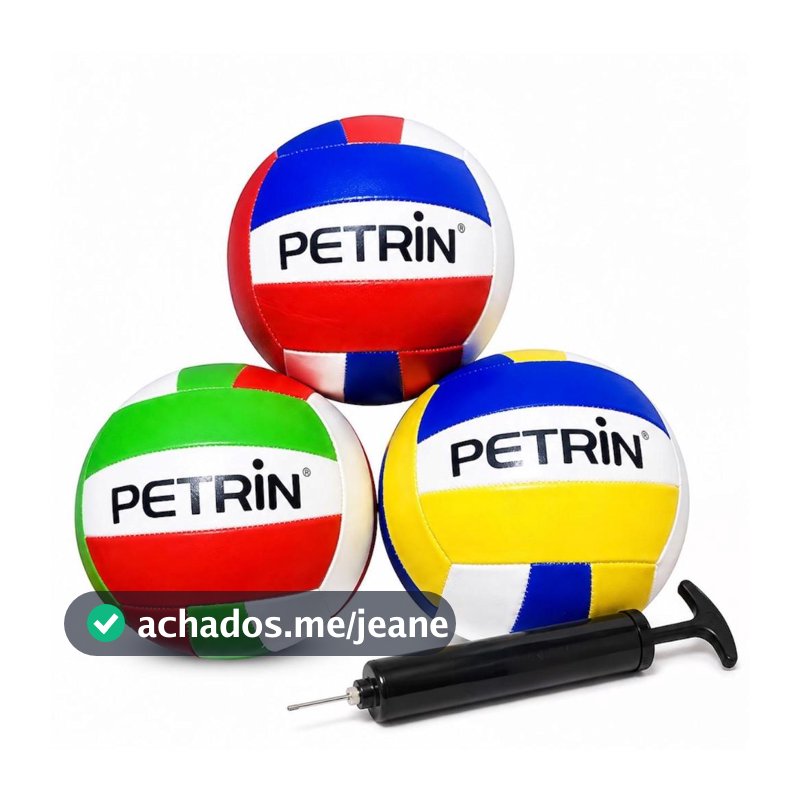 Bola de Volei + Bomba de Encher Ar Quadra Praia Areia Voleibol 22cm Profissional Costurada