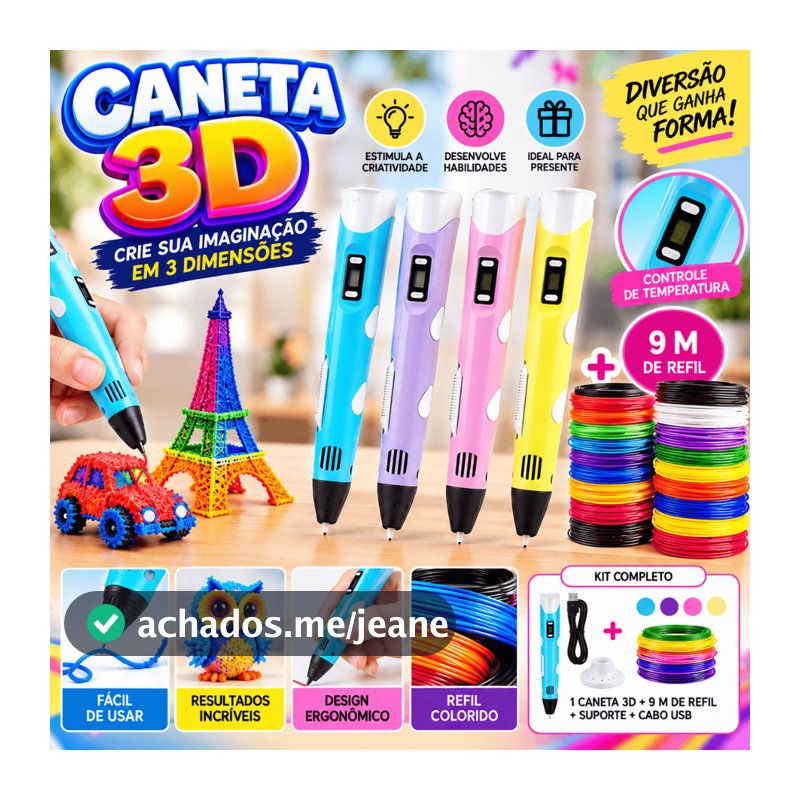 Caneta 3D Impressora Infantil Pintura Desenho 3D DIY Refil Filamento Plástico Seguro Para Crianças ES