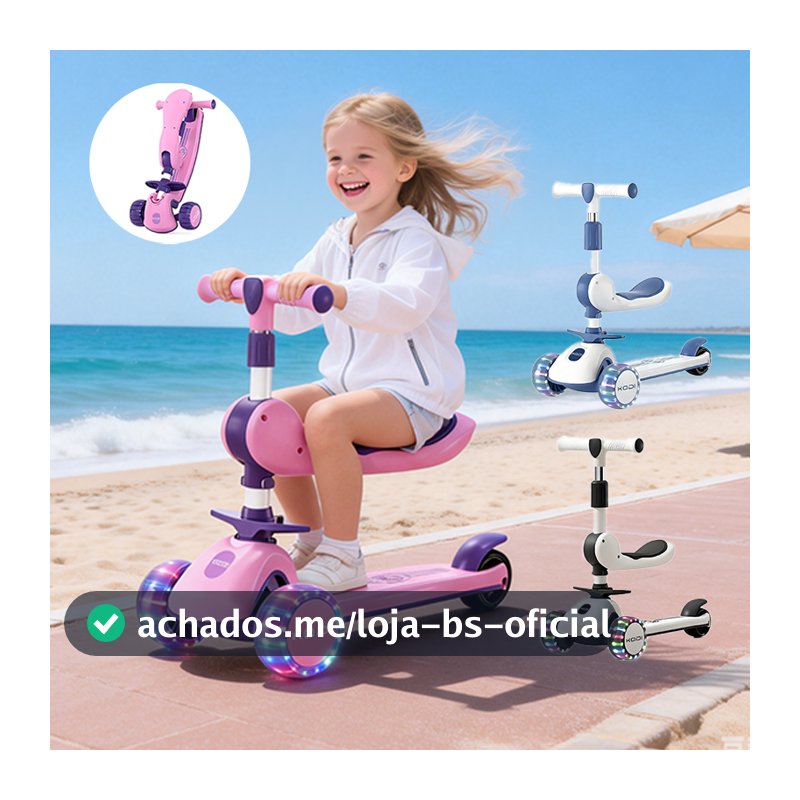 Patinete Infantil 3 Rodas De Led Musical Ajustável Dobrável Scooter Crianças e Guidão Ajustável P15