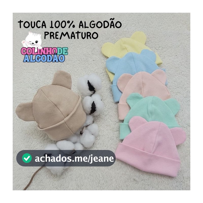 Touca bebê prematuro 100% algodão boneca reborn