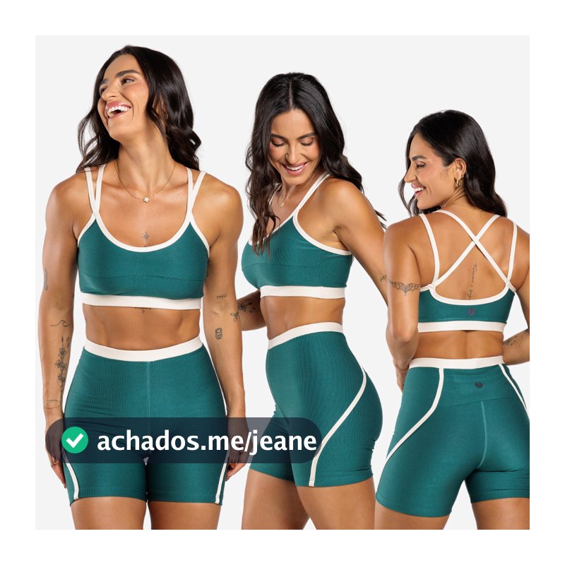 Conjunto Top E Short Sophia Bicolor Cintura Alta Feminino Adulto Fitness Academia