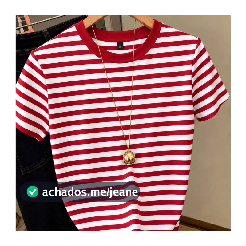 BLUSA FEMININA LISTRADA MANGA CURTA GOLA REDONDA TECIDO PREMIUM 01