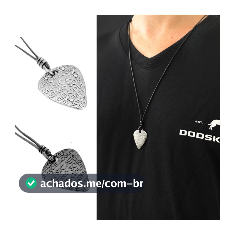 Colar Cordão Palheta Músico Guitarra Vioção Masculino Feminino Ajustável