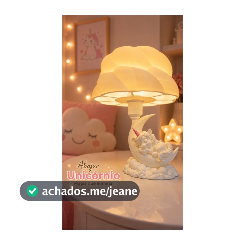 🦄 Abajur Unicórnio Encantado 21cm | Luminária Infantil com LED e Interrupto