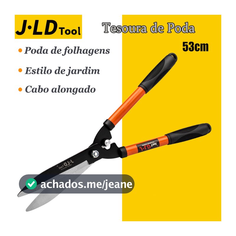 Tesoura de Poda Para Cercas Vivas e Grama 53 cm Cabo Emborrachado Grande—Ferramenta de Poda Para Galhos,Cercas e Jardins