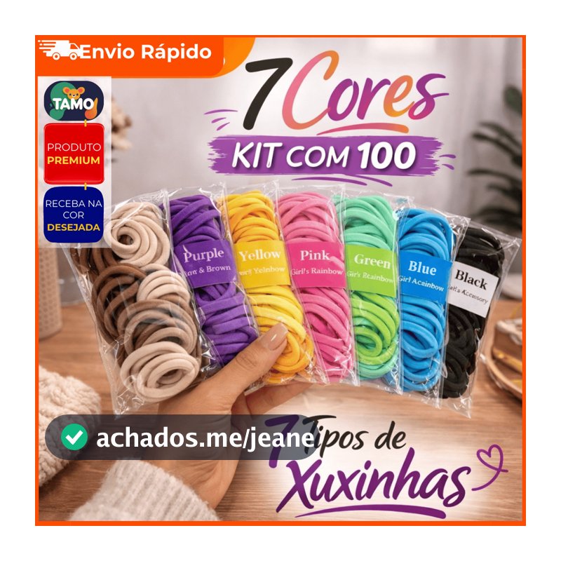 100 Xuxinha de Cabelo Rosa Verde Azul Roxa Premium Meia De Seda Mini Rabicó