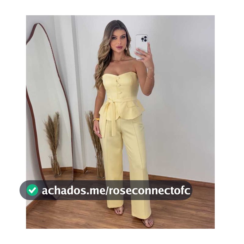 Conjunto Feminino Calça e Cropped Tomara Chique Casual Elegante Moderno Estiloso