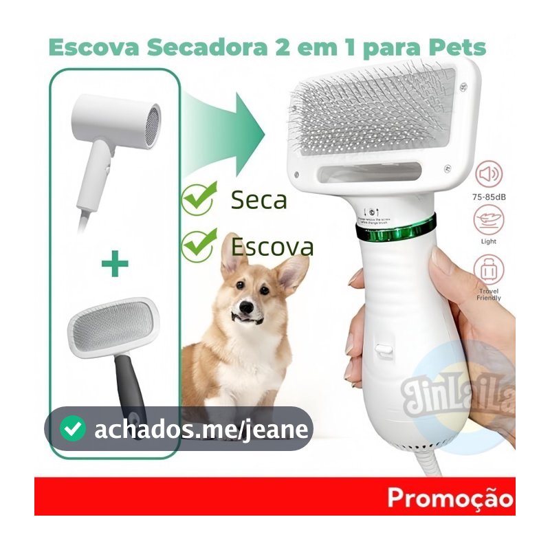 Escova Secadora Pet 110V- 2 EM 1 Seca Remove Pelos Cachorro Coelho Gato ，Baixo Ruído!