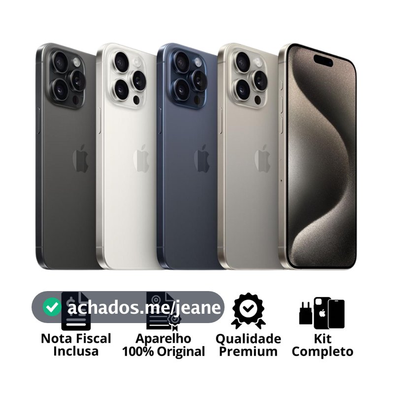 Celular iPhone 15 Pro (128GB) (256GB) 100% Original Apple Seminovo Vitrine Bateria 85% a 100% NF Carregador Película