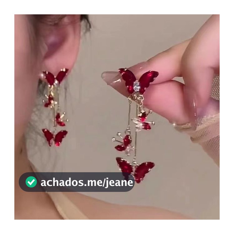 Legal sentimento vermelho zircão borboleta brincos novo estilo moda High-End sentimento All-Match luz brincos de luxo