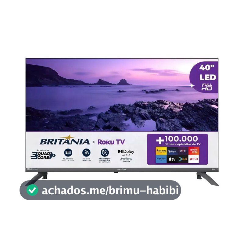 Smart TV 40” Britânia B40CRA Full HD Wi-Fi HDMI USB Conversor Digital