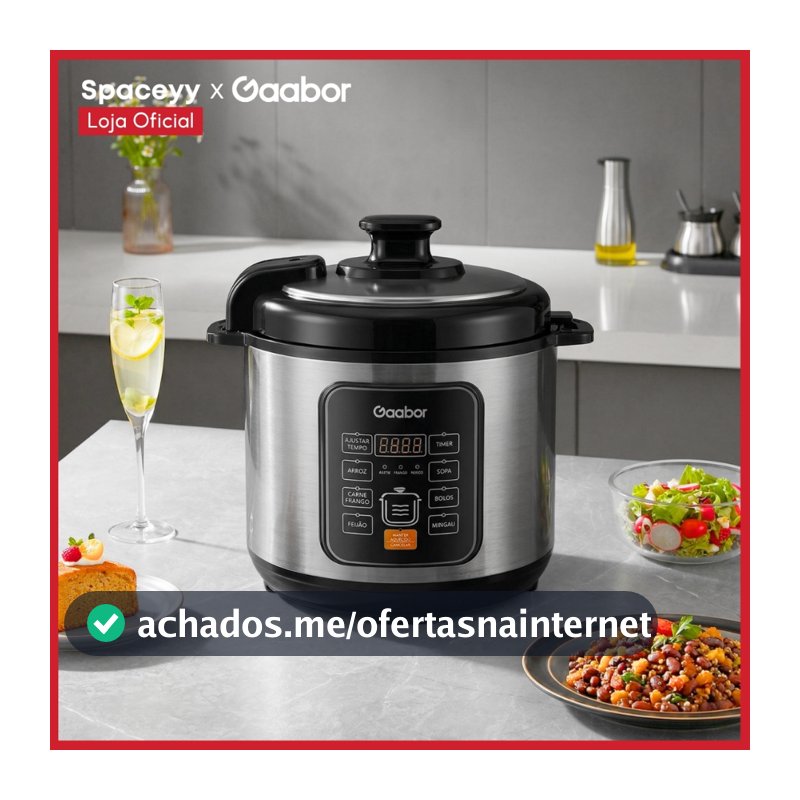 Panela de Pressão Elétrica 6L Gaabor Multifuncional 1000W 8 Funções