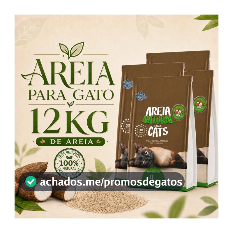 Areia Mandioca Para Gato 12kg