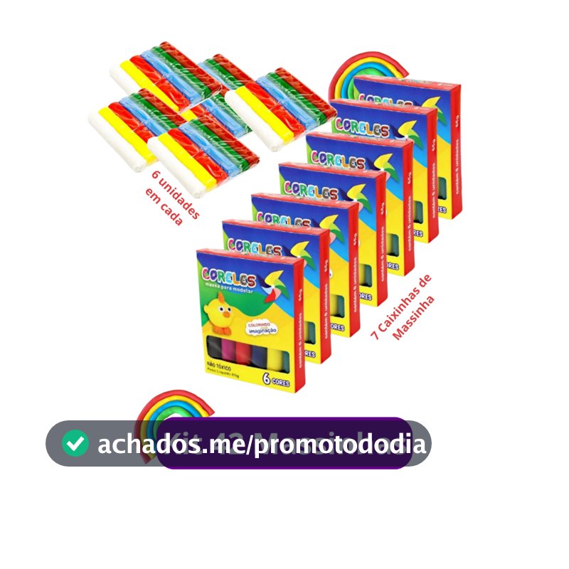 Kit 42 Massinha de Modelar 6 Cores Diferentes Colorida Kit Festa Lembrancinha Aniversario Prenda