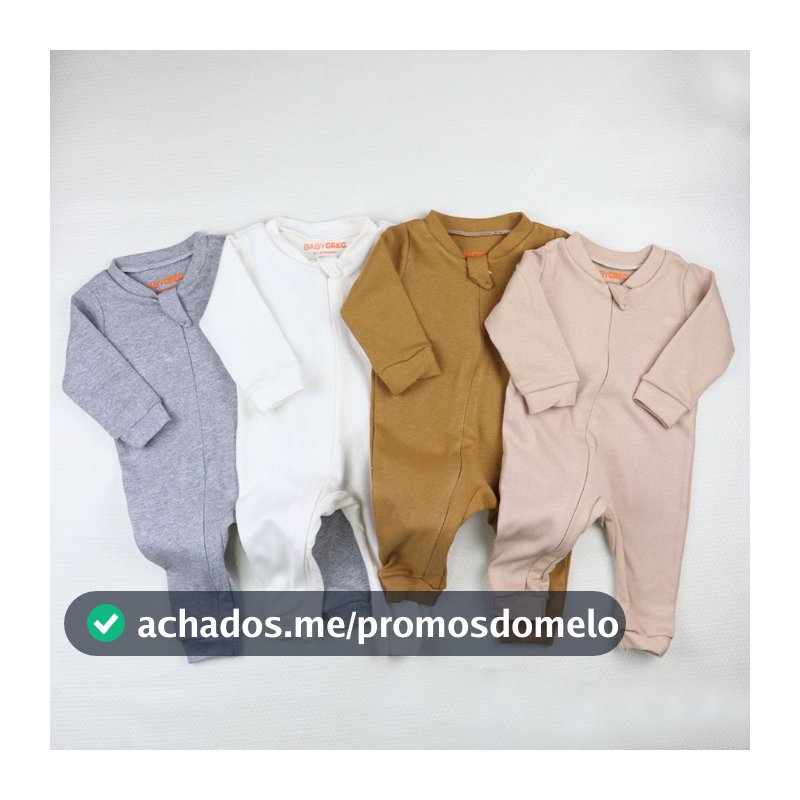 Kit 3 Macacão de Bebe Minimalista com Ziper Baby Greg - (0 a 9 meses) (RN/P/M/G)