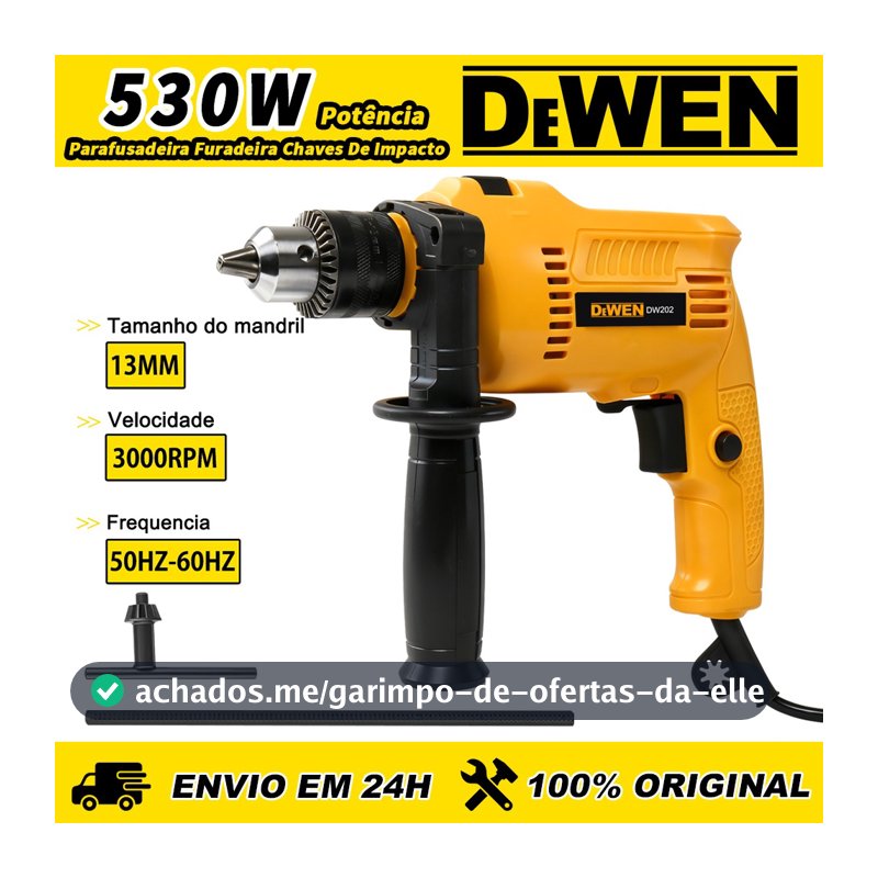 Furadeira Elétrica Auto Reverso de Impacto Parafusadeira 13mm Com 530w Super potente de Mão