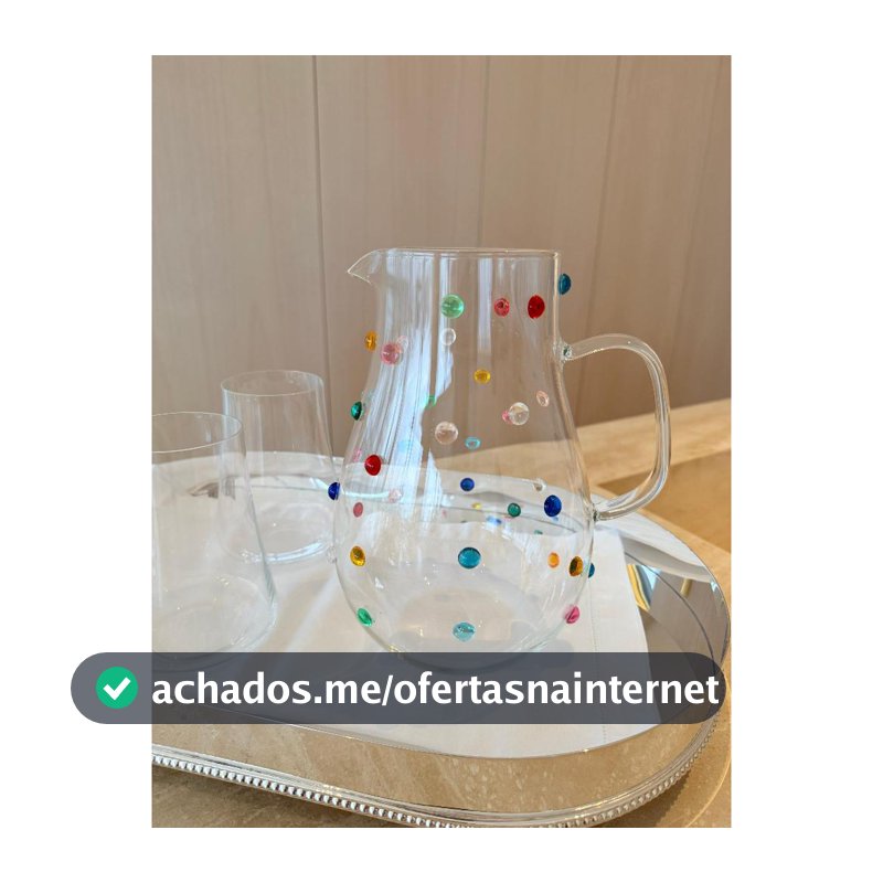 Jarra Àgua Suco Vidro  2 Litros  Decorada Com Mini Gemas Coloridas