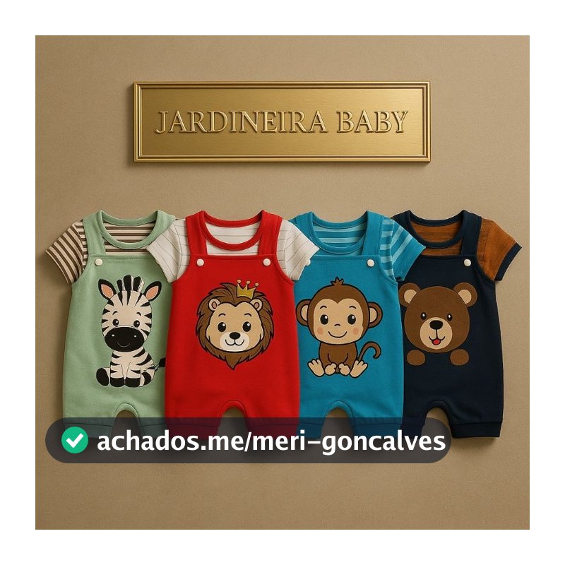 Conjunto de Bebê Macacão Jardineira Safari com Estampa de Animais - Roupa Fofa para Bebê Menino