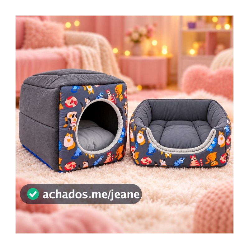 Casinha Toca Cama Iglu 2 Em 1 Cachorro Cão E Gato Tam P, M e G